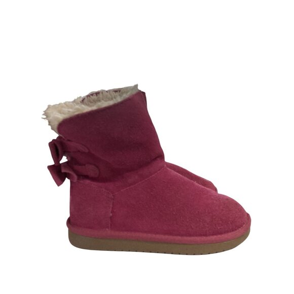 Koolaburra by UGG big Girls Size 3 Pink Suede Lined rear Bow Accent Boots - Picture 4 of 6